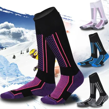Moški Ženske Toplotne Smučarskih Zimske Nogavice, Debelejše Bombažne Šport Snowboard Kolesarjenje, Smučanje In Nogomet Nogavice Visoko Elastična Thermosocks