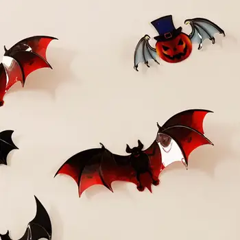 3D Bat Pumpkin Halloween PVC Stenske Nalepke - 12 Dekorativni Vhod Nalepke za Praznično Dekoracijo