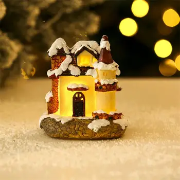 Božič Hiša Dekoracijo Božični Okrasek, Pisane Smolo Mini Hiša Namizno Dekoracijo Realne Led-sveti Božič Kip
