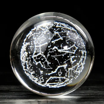 Jasno, K9 Kristalno Laser Carving Vesolje Zvezdnato Nebo Galaxy Kemijska Formula Crystal Ball Soncu Za Zbiranje Trave Obrti Kroglo Mizo Dekor