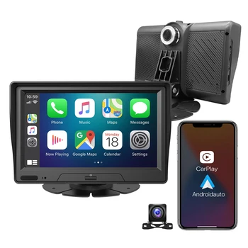 2022 Nov Prenosni Carplay Android Auto 7 Palčni Avto GPS Navigacija DVR kamera Spredaj & Zadaj HD Dvojno Kamere, WIFI, BT FM TMC
