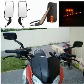M10 Motocikel Pravokotnik LED Vključite Opozorilne Luči Strani Pogled od Zadaj Rearview Mirror Za Honda, Kawasaki VT VTX VN CB CG Suzuki Cruiser