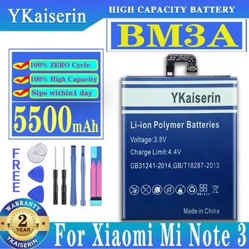 YKaiserin Baterijo Telefona BM3A BM 3A Za Xiaomi Mi Opomba 3 Note3 Zamenjava Baterije 5500mAh Visoka Zmogljivost Telefona, Baterije