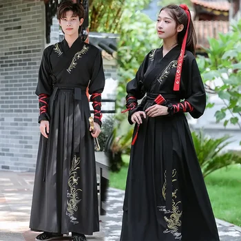 Kitajski Tradicionalni Hanfu Obleke Za Moške, Ženske Japonski Samuraj, Cosplay Kostum Retro Vezenje Nekaj Tang bo Ustrezala Plus Velikost 5XL