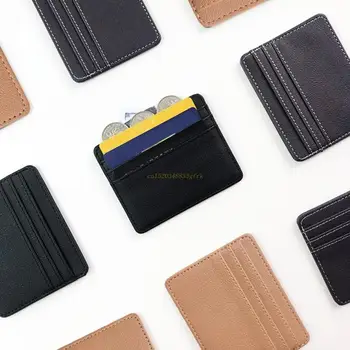 Minimalističen Usnje ID-kartice Sim RFID Blokiranje Banke, Kreditne Kartice Multi-Slot Slim Card Žep, Denarnico Padec Ladijskega prometa
