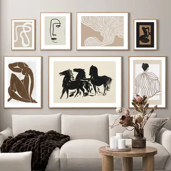 Povzetek Matisse telo Golih Obraz Line Wall Art Konj Platno Slikarstvo Nordijska Plakatov In Fotografij Stenske Slike Dnevna Soba Dekor