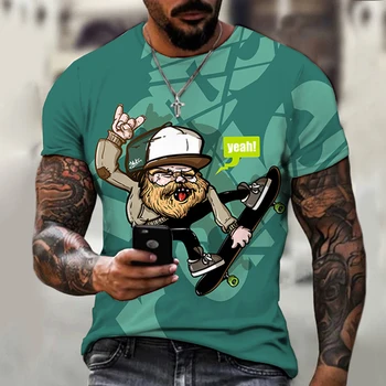 Poletje 2022 Novih Moških in Žensk Skateboard Street T-shirt Kratek Rokav T-majice 3D Tiskanih Priložnostne Modni Športni Kul Vrhovi