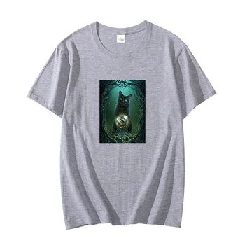 Poletje Bombaža T-shirt Črna Mačka Gore grafični t srajce Harajuku Tees Vrhovi moška t-shirt kratek rokav moška oblačila