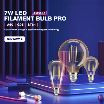 Zigbee 3.0 7W Retro Slogu Žarnice LED Žarnica Smart Zatemniti ST64/A60/G95 Light Pro E27 Za Notranja Dekorativna svetila Gledopto