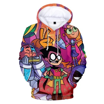 Teen Titans Go 3D Tiskanih Moda Padec Winer Obleko s Kapuco Šport Hooded HIP HOP Ženske/Moški hooded