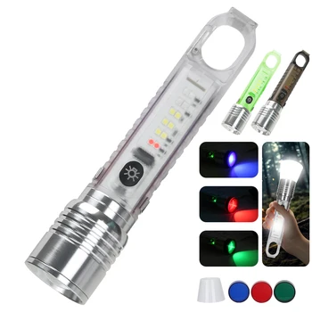 Prenosna LED Svetilka Večfunkcijsko Fluorescence Baklo Tip-C Polnilna Rep Magnet Svetilka na Prostem Opozorilo Luč