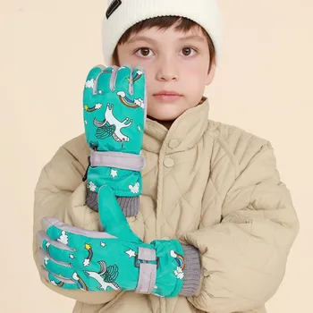 Nepremočljiva Otroci, Otroci v Smučarskih Rokavice Samorog Baby Pozimi Toplo Polno Prst Non-slip Fantje Dekleta Zgostitev Sneg Snowboard Rokavice