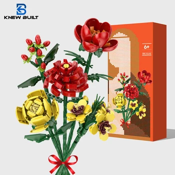 VEDEL ZGRAJENA Šopek rož 3D Model Mini Igrača Gradnjo Blokov za Dekle Rastlin Posajenih Zbrati Opeke Dekoracijo Počitnice Punco, Darilo