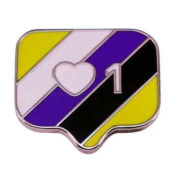 Non-Binarni spol LGBT Broške Ponos Mavrične Zastave Srce Emajl Zatiči za Nahrbtniki Torbe, Geji, Lezbijke, Biseksualci