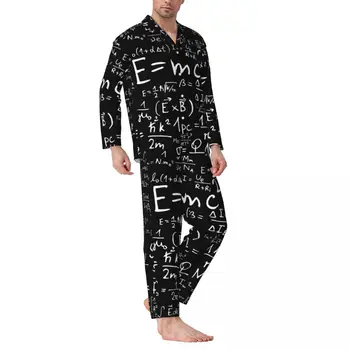 Smešno Matematiko Pajama Določa Fizika Enačb Udobno Sleepwear Moških Dolge Rokave Letnik Dnevno 2 Kos More Plus Velikost 2XL