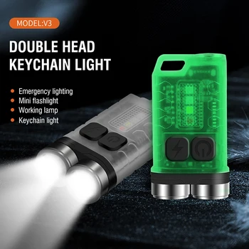 Super Svetla LED Svetilka 900 Lumnov 12 Načinov za Polnjenje Tip c Fluorescentna Lupini Mini Močan Keychain Baklo Luči na Prostem