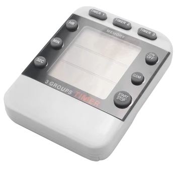 3X Digitalni Časovnik 100 Uro Trojna Štetje Navzdol/Navzgor Ure Timer Timer za Kuhanje Z LCD Zaslonom Glasen Alarm Magnet Nosilec