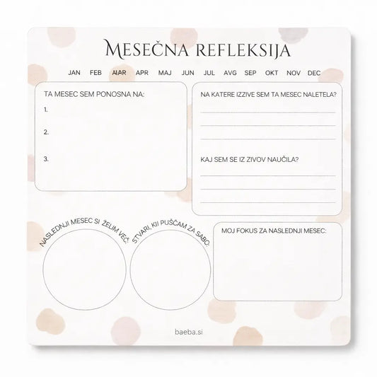 Mesečna refleksija – brezplačna PDF predloga za osebni pregled meseca